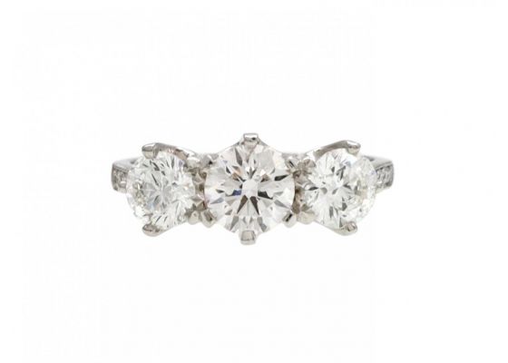 Diamond Three Stone Engagement Ring in Platinum
