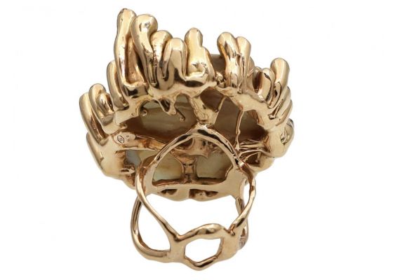 Vintage Large Mabe Pearl & Diamond Cocktail Ring in 18kt Gold