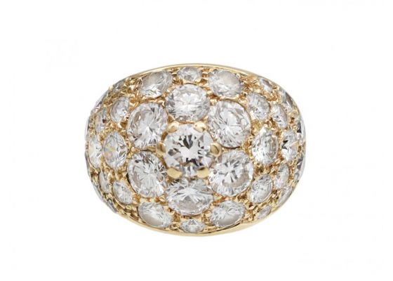 French Diamond Bombe Cluster Ring in 18kt Yellow Gold