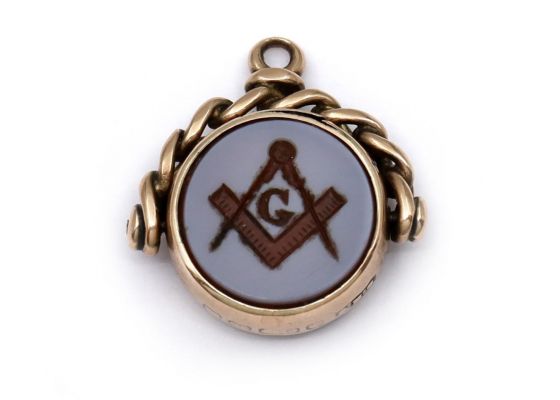 1887 Round Sardonyx & Bloodstone Freemason Fob