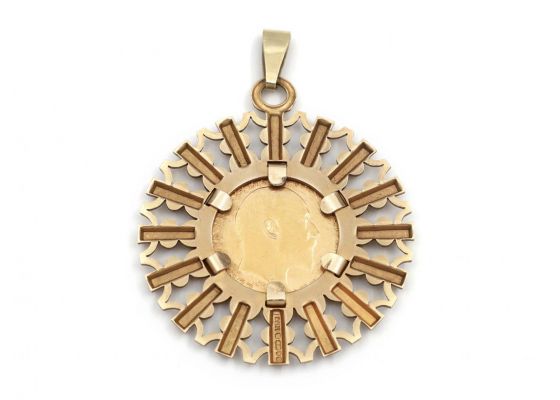 Vintage Half Sovereign Coin Sunburst Pendant