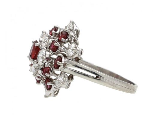 Vintage Oscar Heyman Bros. ruby and diamond fancy cluster ring