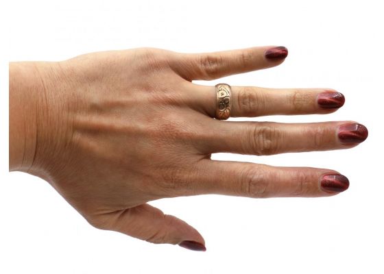 1910 Engraved 7.70mm 9kt Rose Gold Ring