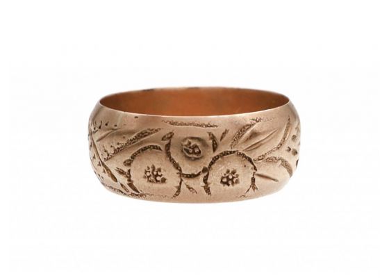 1910 Engraved 7.70mm 9kt Rose Gold Ring