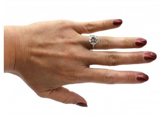 1950s 4.17ct Diamond Solitaire Engagement Ring in 18kt White Gold