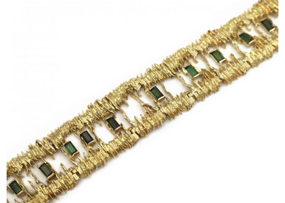 Vintage Irish West & Son tourmaline and 18kt yellow gold bracelet