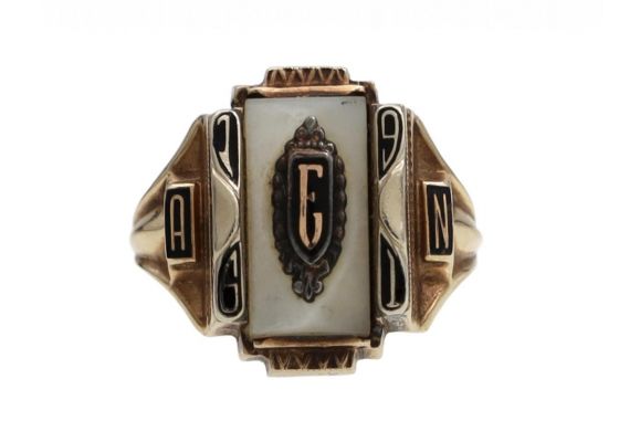 1961 Class Ring Set with Mother of Pearl in 10kt Yellow Gold