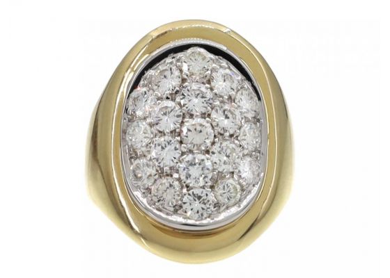vintage chunky diamond oval cluster dress ring