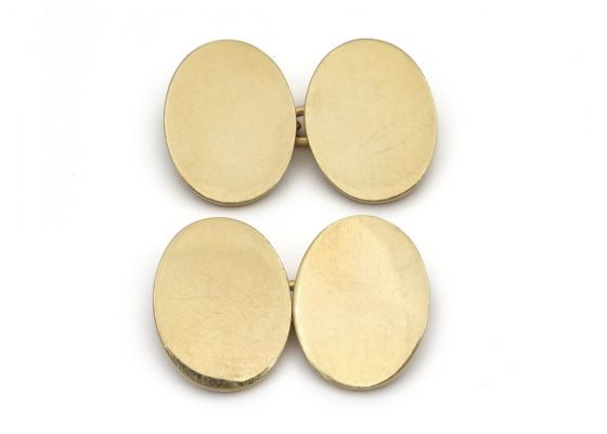 Heavy 18kt yellow gold double oval cufflinks