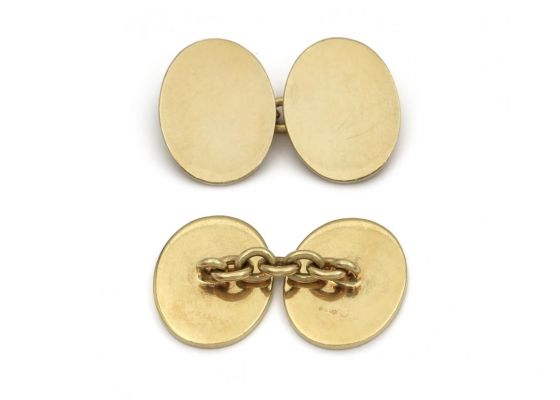 Heavy 18kt yellow gold double oval cufflinks