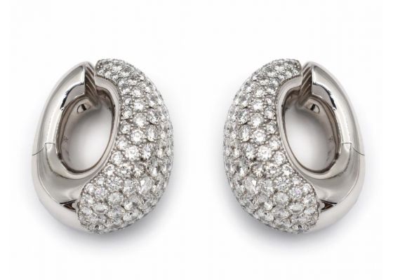 diamond pave earrings, vintage earrings, white gold diamond earrings, Georg Hornemann
