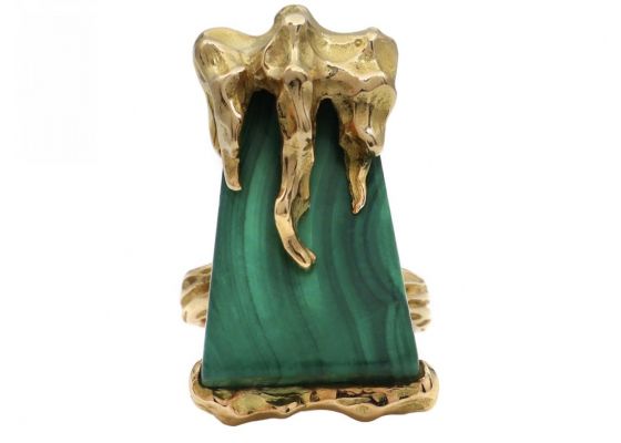 Chaumet malachite dress ring, gold ring, 1970s ring