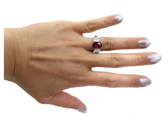 Oval Cut Ruby & Diamond Ring in White Gold