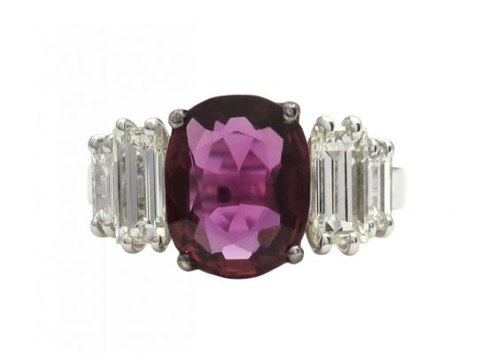 oval cut ruby and diamond ring white gold