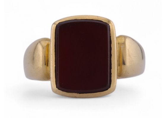 1893 Elongated Rectangular Carnelian Signet Ring In 18kt Yellow Gold1893 Elongated Rectangular Carnelian Signet Ring In 18kt Yellow Gold