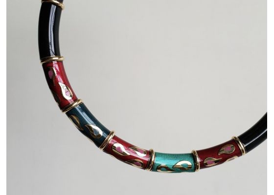 La Nouvelle Bague enamel steel and 18kt gold collar necklace