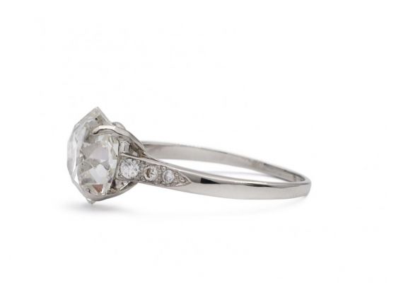 Antique 3.25ct oval Old Mine cut diamond solitaire engagement ring