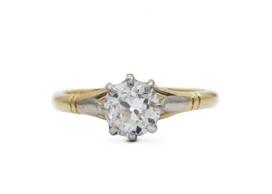 Vintage 0.97ct Old Mine cut diamond solitaire engagement ring