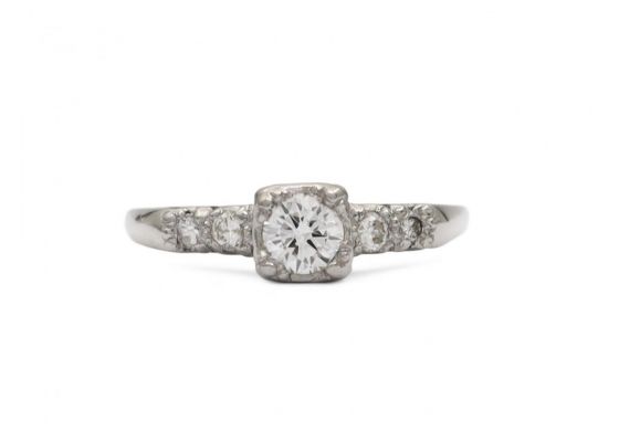 Art Deco diamond solitaire engagement ring in platinum
