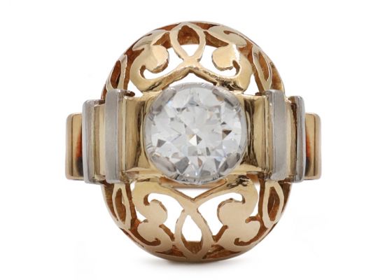 Retro Jean Després diamond open bombe shield ring