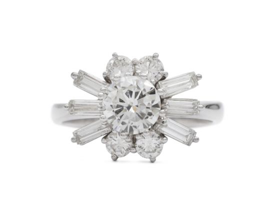 Vintage diamond set fancy cluster engagement ring