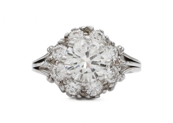 1960s French diamond coronet cluster engagement ring