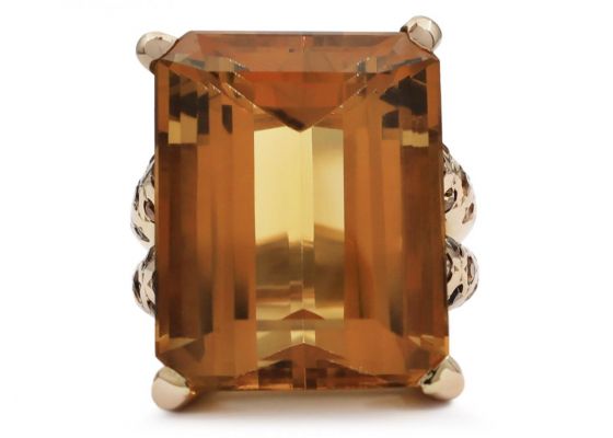 Retro Monture Mellerio citrine cocktail ring in 18kt gold
