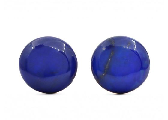 Vintage circular domed lapis lazuli stud earrings in 14kt gold