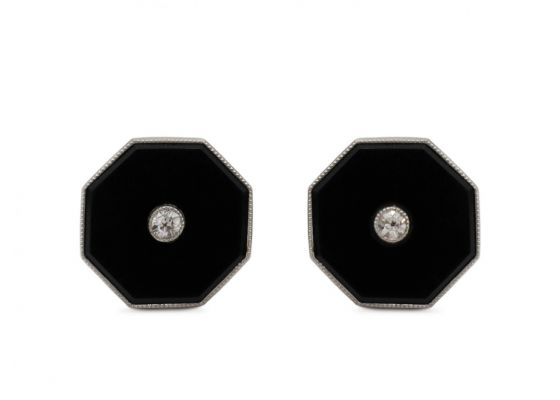 Art Deco converted diamond and onyx stud earrings