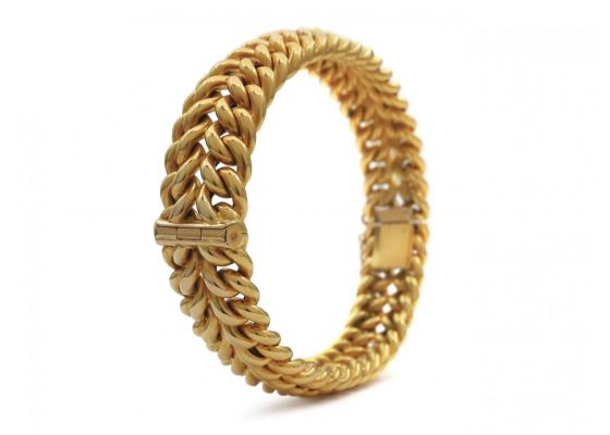 Victorian flexible braided hinge bangle in 15kt gold