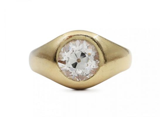 1920s 2.00ct diamond solitaire signet ring in 18kt gold