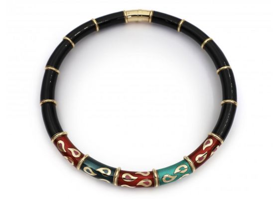 La Nouvelle Bague enamel steel and 18kt gold collar necklace