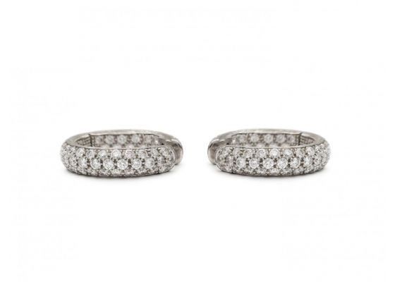Vintage double sided diamond set hoop earrings in 18kt white gold