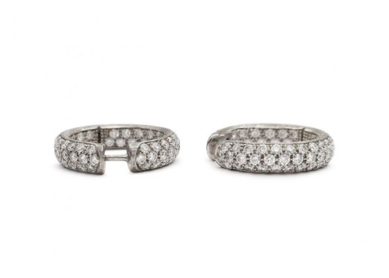 Vintage double sided diamond set hoop earrings in 18kt white gold