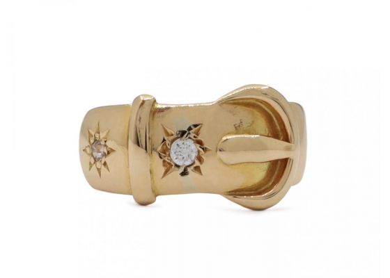 Victorian Diamond Set Buckle Ring in 18kt Yellow Gold