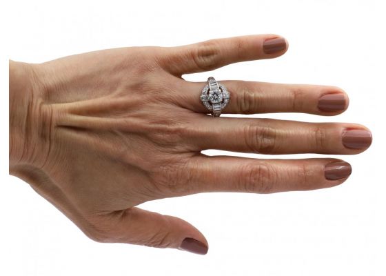 1950s Art Deco style diamond cluster ring in platinum