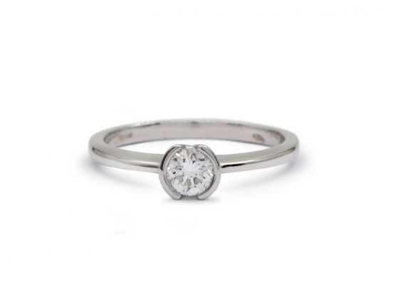 Modern 0.37ct round brilliant cut diamond solitaire engagement ring