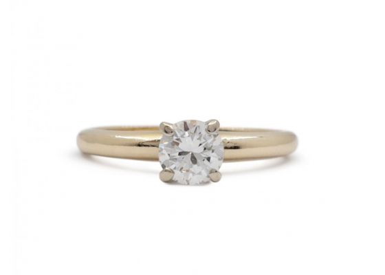 Vintage 0.50ct round diamond solitaire engagement ring in gold