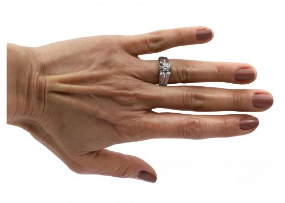 Vintage 0.20ct diamond chunky solitaire ring in 18kt white gold
