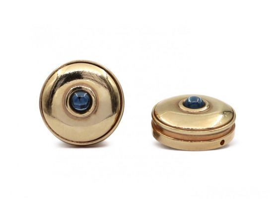 Vintage 18kt yellow gold and sapphire button covers