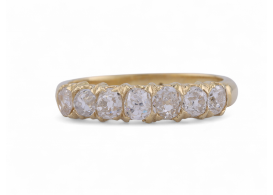 Old mine cut diamond seven stone ring in 18kt yellow gold – Courtville Antiques