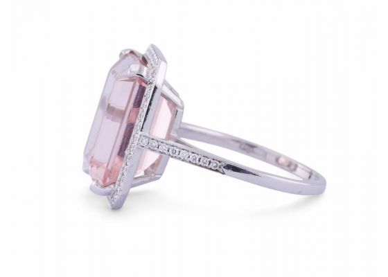 Morganite And Diamond Dress Ring In 18kt White GoldMorganite And Diamond Dress Ring In 18kt White Gold