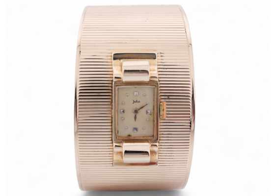 1970s Jules Jürgensen watch bangle in 14kt yellow gold – Courtville Antiques