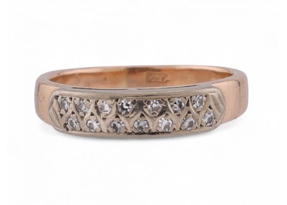 Vintage Deco style eight-cut diamond band ring in 14kt yellow gold | Courtville Antiques