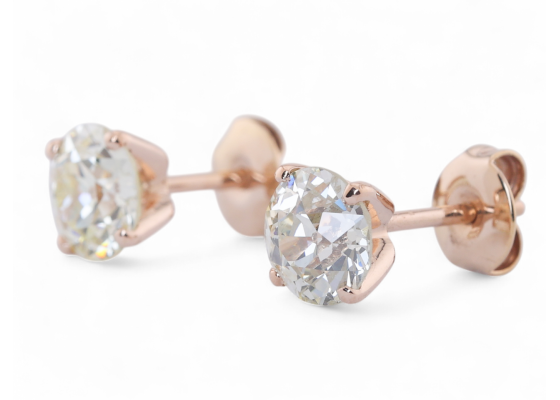 vintage old European cut diamond stud earrings