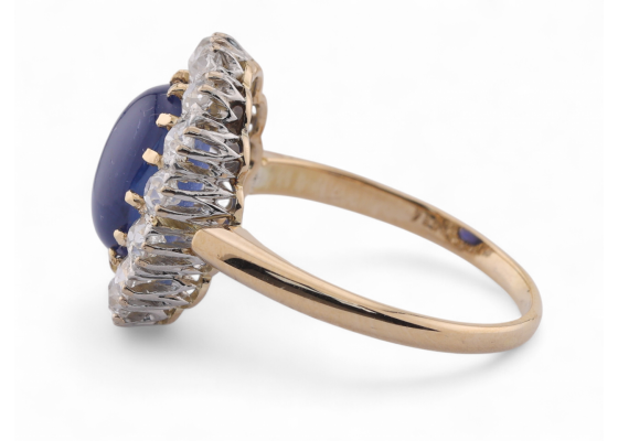 Sapphire and Diamond Cluster Ring