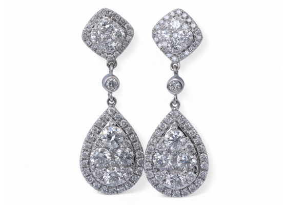 Diamond cluster drop earrings