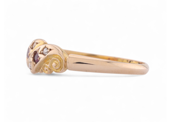 1897 Ruby And Diamond Gypsy Ring In 15kt Yellow Gold