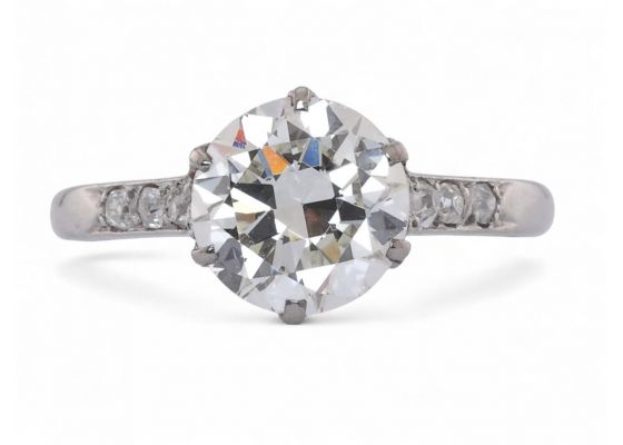Vintage 2.00ct Transitional Cut Diamond Solitaire ring In Platinum