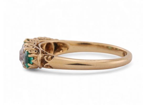 Emerald and Diamond 5-Stone Ring